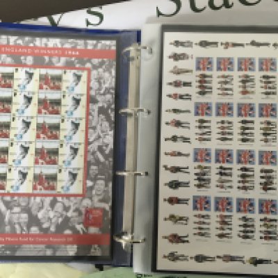 Two Albums containing British First class pictorial stamp sheets each sheet with approximately ten First class stamps sixty sheet&#2013266057۪s approximately. All unused well presented