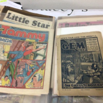 A collection of comics in two albums 1957 Express 1938 The Magnet The Forgers Provincial Areas early Radio Timex Gem 1938 and others.