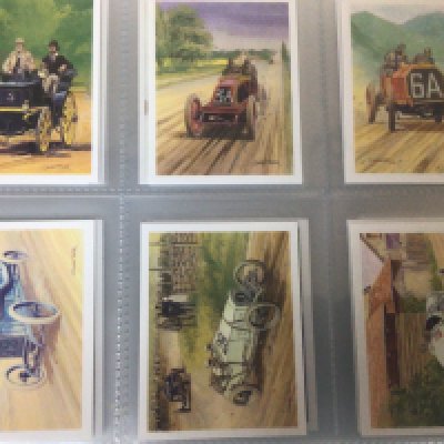 A collection of five well presented albums of Vintage cigarette cards and other cards including more recent cards Tom Thumb motor racing.Birds and their eggs Amusing Tricks and numerous other sets.